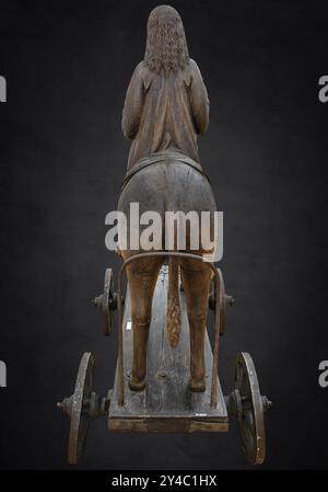 Christ on the Palm Donkey, c. 1500, on a dark background, Zeppelin Museum, Friedrichshafen, Baden-Wuerttemberg, Germany, Europe Stock Photo