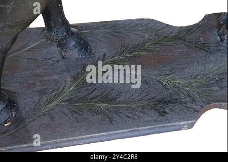 Painted palm fronds on the supporting wood of the palm tree, around 1880, on a white background, detail, Dominican convent of Wettenhausen, Swabia, Ba Stock Photo