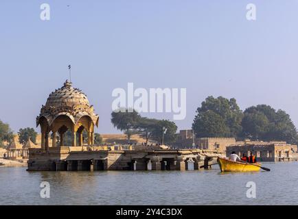 Boating in Gadisar Lake - Jaisalmer, Rajasthan Stock Photo