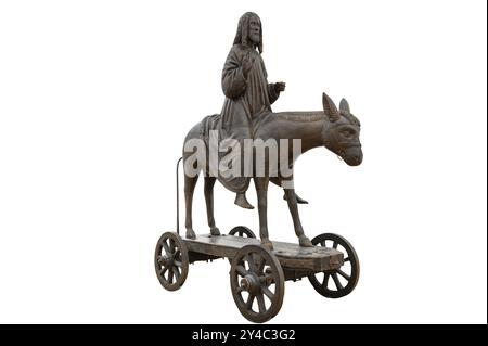 Christ on the Palm Donkey, c. 1500, detail, on white ground, Zeppelin Museum, Friedrichshafen, Baden-Wuerttemberg, Germany, Europe Stock Photo