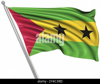 Flag of Sao Tome and Principe, This is a computer generated and 3d rendered image Stock Photo