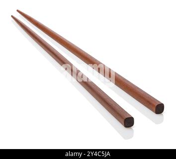 Wooden chinese chopsticks isolated on a white background Stock Photo