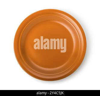 Round clay dish isolated on a white background Stock Photo
