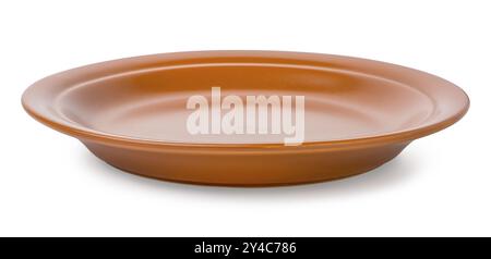 Round clay plate isolated on a white background Stock Photo