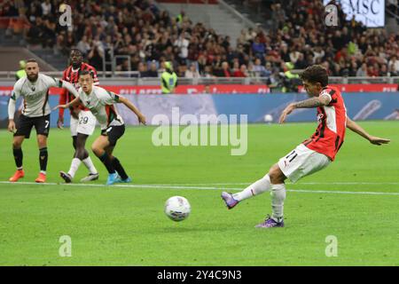 September 14 2024 Milano, Italy - Ac Milan- Venezia serie A - In the picture: AC Milan's Christian Pulisic Stock Photo