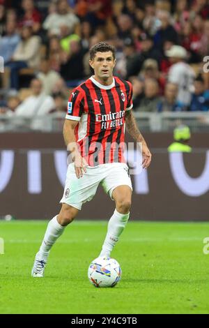 September 14 2024 Milano, Italy - Ac Milan- Venezia serie A - In the picture: AC Milan's Christian Pulisic Stock Photo