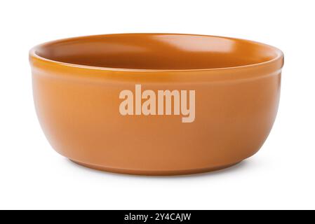 Deep clay bowl isolated on a white background Stock Photo