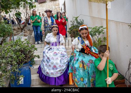 Fiestas Cruces de Mayo in the streets of Alicante, Spain in May. Stock Photo