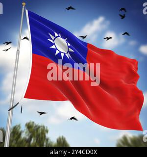 Flag of Taiwan, This is a computer generated and 3d rendered image Stock Photo