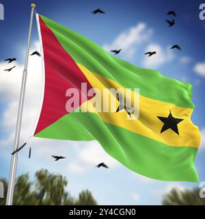 Flag of Sao Tome and Principe, This is a computer generated and 3d rendered image Stock Photo