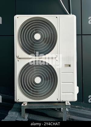 Outdoor HVAC units on steel-framed modern building Stock Photo