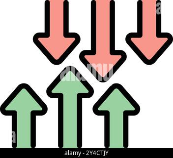Green and red arrows pointing up and down, symbolizing the fluctuating nature of market trends Stock Vector