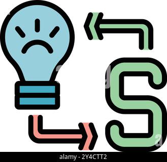 This icon represents the concept of a lack of ideas negatively impacting business funding and revenue Stock Vector