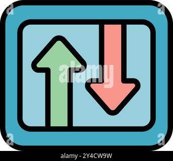 Data exchange system with up and down arrows showing, download and upload concept Stock Vector