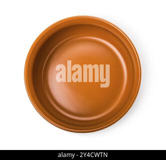 Deep clay plate isolated on a white background Stock Photo