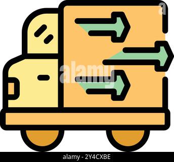Simple colorful icon of a delivery truck delivering fast, perfect for representing logistics and transportation Stock Vector