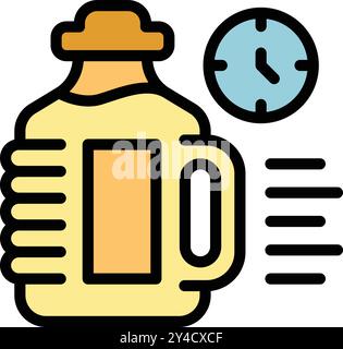 Gallon of water with a clock showing passing time for a hydration tracker app is promoting the importance of staying hydrated Stock Vector