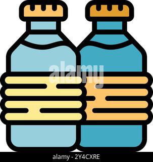 Two water bottles with labels are standing next to each other, suggesting a healthy lifestyle Stock Vector