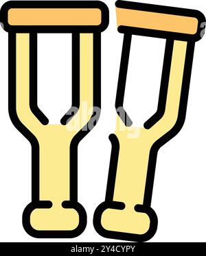 This vector icon of a broken crutch represents the challenges of mobility and recovery after an injury Stock Vector
