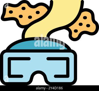 Virtual reality headset showing underwater world with corals, vr entertainment concept Stock Vector