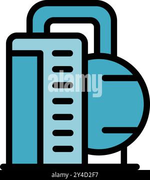 Simple outline icon of a gas storage tank used in industrial settings for storing gases Stock Vector