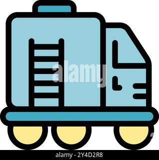 Fire truck equipped with a ladder is ready to extinguish a fire Stock Vector