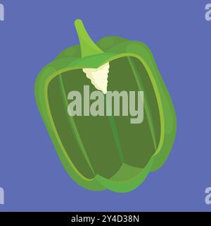 Half Cut Green Capsicum Vegetable icon vector. Half Green Bell Pepper Vector. half capsicum icon Stock Vector
