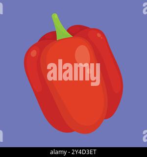 Red Capsicum Vegetable icon vector. Bell Pepper vector. Capsicum Bell Pepper Vegetable Stock Vector