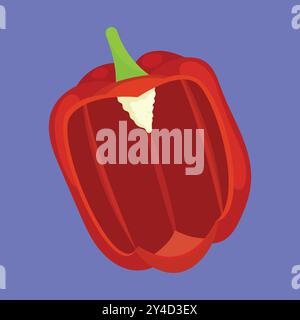 Half Cut Red Capsicum Vegetable icon vector. Half Red Bell Pepper Vector. half capsicum icon Stock Vector
