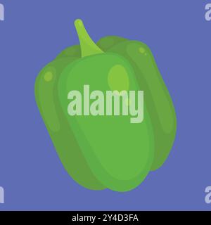 Green Capsicum Vegetable icon vector. Bell Pepper vector. Capsicum Bell Pepper Vegetable Stock Vector