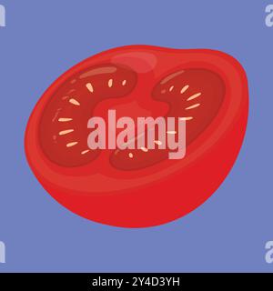 Half Cut Tomato icon vector. Half Tomato vegetable icon vector. half tomato Stock Vector