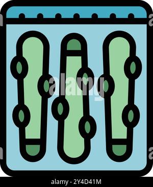 This icon of asparagus in a package represents the concept of storing fresh and healthy food Stock Vector