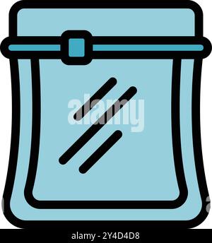 Vacuum bag with valve keeping food fresh, outline icon illustration Stock Vector