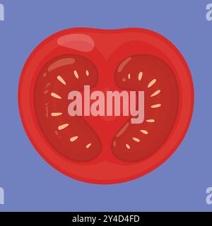 Half Cut Tomato icon vector. Half Tomato vegetable icon vector. half tomato Stock Vector