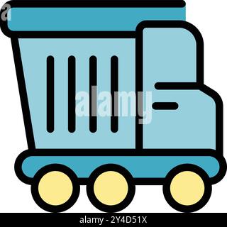 Blue tipper truck transporting building materials on a construction site Stock Vector