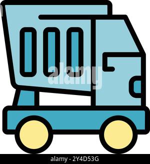 Simple colorful icon of a toy dump truck transporting sand or other building materials Stock Vector