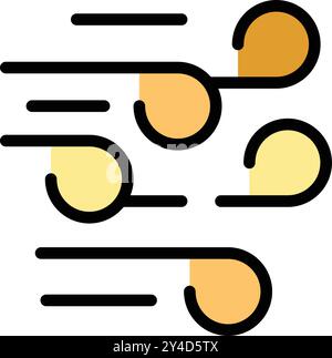 Simple icon showing wind blowing with gusts of air showing the direction of the wind Stock Vector
