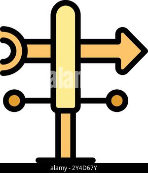 Wind direction indicator showing wind blowing from west to east, colorful icon illustration Stock Vector