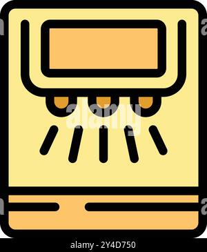 Hand dryer blowing hot air with motion sensor detecting hand position for automatic activation Stock Vector