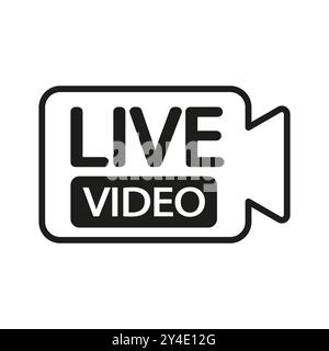 Live video icon. Bold live streaming symbol. Camera shape graphic. Black and white vector. Stock Vector