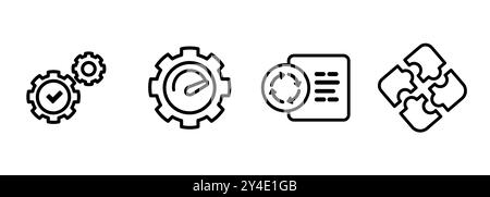 Functional stress test regression and compatibility software testing icon set outline line black in white Stock Vector