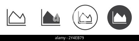 Area Chart Icon set in thin line outline style and linear vector sign Stock Vector