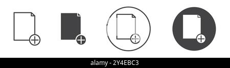 Add document icon set in thin line outline style and linear vector sign Stock Vector