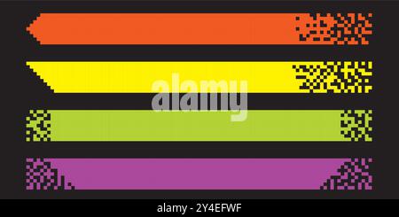 Pixel banner. Header, footer color layout with mosaic edges. Horizontal ...