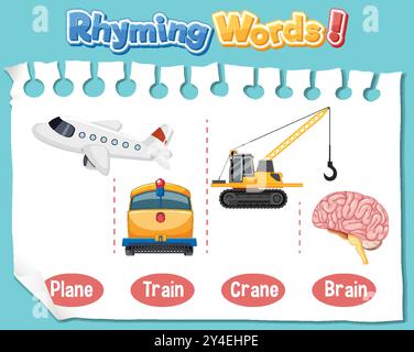 Train, plane, crane, and brain rhyming words Stock Vector Image & Art ...