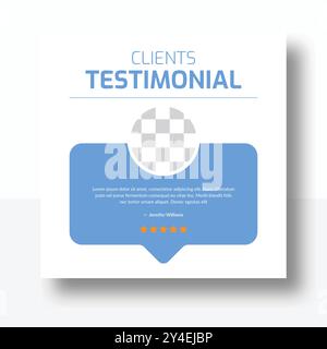 Business testimonial template design and customer feedback layout. Professional review template for clients Stock Vector