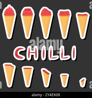 Big colorful set different forms natural dessert ice cream of consisting various ingredients, design ice cream various shape from menu organic nutriti Stock Vector