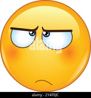 Emoji emoticon expressing a combination of skepticism, annoyance, or mild disapproval Stock Vector
