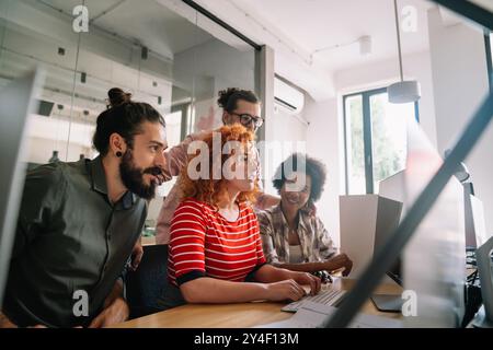 Developing programming and coding technologies. Programmer working in a software develop company Stock Photo