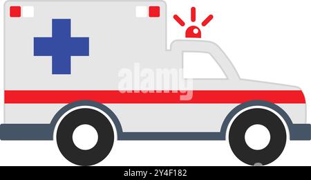 simple ambulance first aid medical car truck van icon silhouette side view icon symbol vector isolated on transparent background Stock Vector